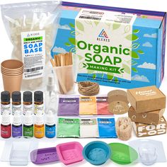 the organic soap making kit is packed and ready to be used