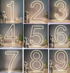 the numbers are lit up in different styles and sizes to make it look like an alien