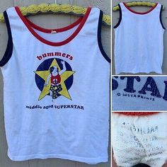 vintage bummers middle aged SUPERSTAR c insta prints tank top size M 70s? 80s? | eBay 80s Hippie, Thrift Wishlist, Tank Top Graphic, Graphic Tees Vintage, Ringer Tee, Concert Tees, Vintage Graphic, Middle Age, Fancy Dresses