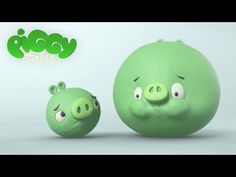 two angry birds are standing next to each other in front of the words piggy palace