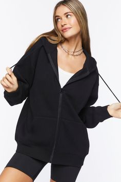 Fleece Zip-Up Hoodie Oversized Solid Hoodie With Zipper Closure, Oversized Solid Hoodie With Zipper, Athleisure Fall Hooded Jacket With Kangaroo Pocket, Fleece Hoodie With Zipper Closure, Fall Hooded Jacket With Kangaroo Pocket For Loungewear, Solid Hooded Sweatshirt With Zipper Closure, Hooded Jacket With Kangaroo Pocket For Loungewear, Solid Color Hooded Sweatshirt With Zipper, Sporty Hooded Jacket With Kangaroo Pocket For Fall