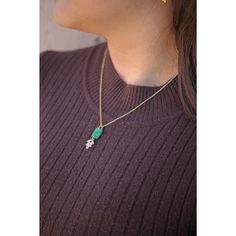 This is my favorite Rose & Clay necklace because it's so perfect, vintage, and dainty (and it looks great layered with our gold-filled chains as well)! This emerald color is so beautiful and striking; just be prepared for everyone to ask you where you got this necklace from. ;) This necklace is made with a 14-karat gold-plated chain and can be adjusted to be 18.5- to 20.5-inches in length. Delicate Gold Emerald Necklace As Gift, Delicate Gold Emerald Necklace Gift, Delicate Green Charm Necklaces With Delicate Chain, Dainty Gold Plated Emerald Necklace As A Gift, Dainty Emerald Pendant Necklace With Delicate Chain, Emerald Necklace With Delicate Chain As Gift, Emerald Necklace With Delicate Chain For Gift, Gold Emerald Necklace For Her, Dainty Green Necklace As Gift For Her