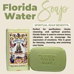 Murray & Lanman Florida Water Soap use to cleanse yourself of negative energy  etc or just as a great face or bath soap Ingredients: Soap Base, Titanium Dioxide, Perfume Mineral Oil, Water, Caramel Color. *Murray & Lanman, makers of the famous Florida Water! Florida Water Benefits, Florida Water Uses, Florida Water Spiritual Uses, Anointing Your Home, Florida Water, Positive Vibrations, Energy Healing Spirituality, Herbal Healing