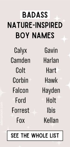 the names of different types of animals on a white and black background with stars around them