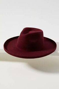 Great Shopping NWT Anthropologie Finley High-Crown Rancher Hat Red Burgundy, Women's Accessories Rancher Hat, Red Burgundy, Mediterranean Style, Felted Wool, Burgundy Red, Clothing Ideas, The Label, The Store, Women's Accessories