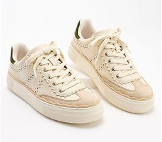 Vince Camuto Leather Casual Sneakers - Jenlie - QVC.com Fitness Jewelry, Adaptive Clothing, Beauty Storage, Chic Leather, American Leather, Color Combo, Neutral Color, Tennis Shoes, Leather Sneakers