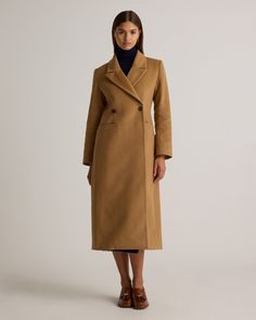 Step into timeless elegance with our Italian Wool Tailored Coat, a masterpiece of refined tailoring and luxurious fabric. Crafted from the finest Italian wool, this coat offers unmatched warmth, texture, and durability while exuding a sleek, polished silhouette that defines sophisticated outerwear. The fitted waist, streamlined seams, and minimalist detailing give it a modern yet classic appeal, perfect for both professional settings and evening outings. Thoughtfully constructed with premium cra Womens Wool Coats, Kimono Design, What A Girl Wants, Wool Coats, Tailored Coat, Wool Coat Women, Silk Cami, Quarter Zip Sweater, Favorite Daughter