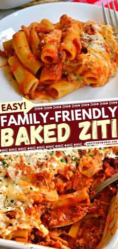 this is an easy family - friendly baked ziti recipe