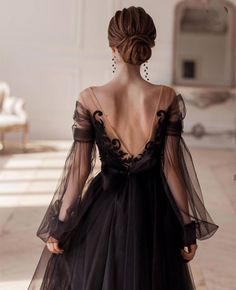 Ankle Length Evening Dress, Black Lace Evening Dress, Princess Evening Dress, Tea Length Tulle, Long Sleeve Bridesmaid Dress, Black Princess, A Line Evening Dress, Tulle Evening Dress, Evening Dresses With Sleeves