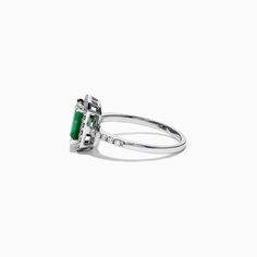 Effy Brasilica 14K White Gold Emerald and Diamond Ring, 1.69 TCW Emerald And Diamond Ring, Emerald Jewelry, White Stone, Round Diamonds, Gold Metal, Diamond Ring, Emerald, White Gold, Engagement Rings