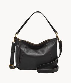 Skylar Crossbody - SHB2656001 - Fossil Fossil Bags Women, Fossil Crossbody Bags, Black Crossbody Purse, Black Leather Crossbody Bag, Leather Handbags Crossbody, Fossil Bags, Leather Crossbody Purse, Black Crossbody, Black Hardware