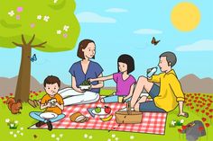 a family having a picnic in the park