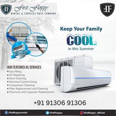 an advertisement for a heating and air conditioning company with the words, keep your family cool in this summer