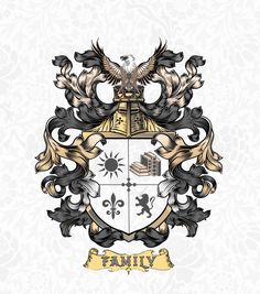 the family crest with an eagle on it