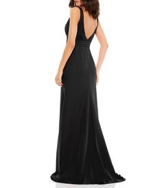 Ieena for Mac Duggal Plunging V-Neck Bow Shoulder Sleeveless Low Back Detail A-line Dress | Dillard's Elegant Sleeveless V-neck Dress For Gala, Chic V-neck Evening Dress With Back Opening, Elegant Evening Dress With V-neck And Lined Bodice, Sleeveless V-neck Evening Dress For Prom, Formal Sleeveless Evening Dress With Bow Tie Back, Sleeveless V-neck Dress For Prom Season Cocktail, Sleeveless V-neck Dress For Evening Prom, Sleeveless V-neck Dress For Prom Season, Sleeveless V-neck Dress For Prom