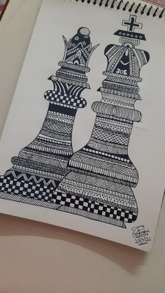 a drawing of two tall towers on top of each other