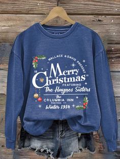 Women'S Merry C hristmas Printed Casual Sweatshirt World Data, Letter T, Christmas Fashion, Cozy Sweatshirts, Neck Pattern, Casual Sweatshirt, Letter Prints, Sleeve Styles, Sweatshirts Women