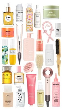 popular viral hair products | dyson, ouai, olaplex, amika, colourwow, gisou, batiste, monday, k18, sol de janeiro, dae Trending Hair, Natural Hair Growth Tips, Hair Stylies, Skin Care Items, Trendy Hair