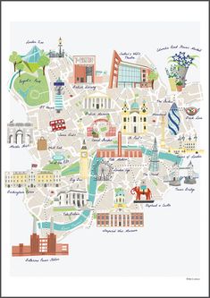 an illustrated map of london with all the major attractions