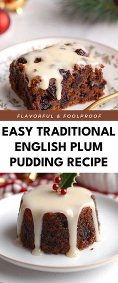 Image for Easy Traditional English Plum Pudding Recipe Christmas Plum Pudding, Easy Plum Pudding Recipe, Plum Pudding Recipe Traditional, Plum Dessert Recipes Easy, Sugar Plum Dessert, Fruit Pudding Dessert, English Plum Pudding Recipe, Easy Plum Pudding, English Christmas Desserts