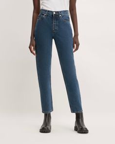 The ’90s Cheeky® Jean Deep Atlantic – Everlane Dark Wash Straight Cropped Mom Jeans, Relaxed Fit Straight Leg Cropped Jeans In Recycled Denim, Denim Blue Cropped Mom Jeans With Five Pockets, Classic Mom Fit Cropped Jeans, Denim Blue Straight Hem Cropped Jeans, Denim Blue Cropped Jeans With Straight Hem, Recycled Denim Straight Leg Bottoms For Fall, Fall Recycled Denim Straight Leg Bottoms, Fall Straight Leg Recycled Denim Bottoms