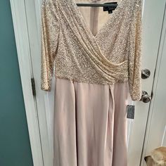 New With Tags Size 12 Dress In A Gorgeous Champagne Color. Sequins On The Top And A Soft Silk Flowing Bottom That Is Ankle Length. Holiday Sequined Dress For Mother Of The Bride, Fitted Holiday Dress For Mother Of The Bride, Fitted Dress For Mother Of The Bride Holiday, Fitted Dresses For Mother Of The Bride, Dressy Long Sleeve Dress For Mother Of The Bride, Long Sleeve Holiday Dress For Mother Of The Bride, Holiday Long Sleeve Dress For Mother Of The Bride, Holiday Long Sleeve Mother Of The Bride Dress, Long Sleeve Dress For Mother Of The Bride, Holiday