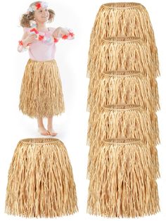 PRICES MAY VARY. Fresh Skirt Set: you will receive 6 pieces of child sized mini raffia hula skirts, sufficient quantity to wear, exchange and share with others, with classic designs, which easily meet your children's dressing needs on both life and party, bringing more fun to different settings Flexible to Adjust Size: our hula skirts for kids measure about 25.6 inches/ 65 cm in waistline and 16 inches/ 40 cm in length, with a lace up design, easy to adjust tightness according to different kids' Hawaii Crafts, Beige Clothing, Hula Skirt, Skirts For Kids, Beach Skirt, Luau Party, Skirt Long, Long Skirt, Halloween Costume