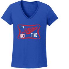 Buffalo Bills Its Von Miller Time Ladies V-Neck T-Shirt Its Miller Time, Blue V-neck T-shirt With Graphic Print, Buffalo Bills Shirts Woman, Von Miller, Lady V, Buffalo Bills, V Neck T Shirt, Buffalo, Shirts Tops