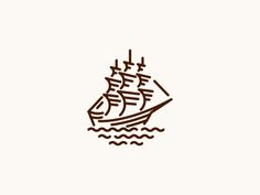 a drawing of a ship in the water