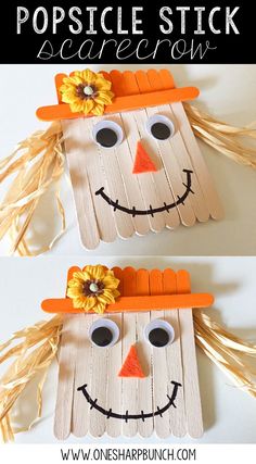 Create this simple fall DIY Popsicle stick scarecrow for a super cute fall craft for kids! Popsicle Stick Scarecrow, Scarecrow Craft, Diy Popsicle Stick Crafts, Scarecrow Crafts, Kids Fall Crafts, Halloween Crafts For Toddlers, Diy Popsicle, Fun Fall Crafts, Fall Arts And Crafts