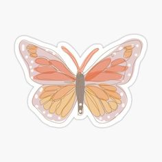 a pink and yellow butterfly sticker