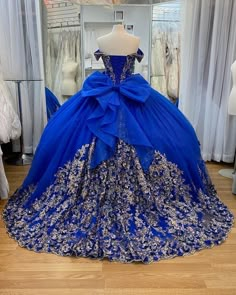 Royal Blue Quinceanera Dresses With Bow, Royal Blue Dresses Quinceanera, Prom Dresses 8th Grade, Blue Quince Dress, Royal Blue Quinceanera Dresses, Royal Blue Quinceanera, Vestido Charro, Plus Size Ball Gown, Blue Quinceanera