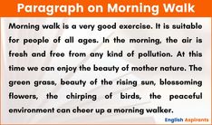 an open book with the words,'paragraph on morning walk'in english