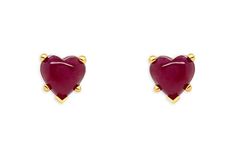 Earrings 14kt Gold & Ruby Cabochon Hearts Studs – Albert Hern Cabochon Ruby, Yellow Gold Earrings, Yellow Gold Earring, Heart Studs, Jewelry Cleaner, 14kt Gold, Cleaning Jewelry, Heart Shapes, Gold Earrings