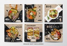 four instagrams with different food items for sale on the front, side and back