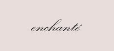 the word enchante written in cursive writing on a white background with black ink