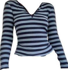 Kawaii Stripe Long Sleeve Tee Striped V Neck Long Sleeve Tee - AnotherChill Cute Fitted Blue T-shirt, Trendy Blue T-shirt For Fall, Y2k Style Stretch Blue Tops, Basic Blue Tops For Fall, Striped Stretch V-neck Top, Light Blue Fitted Y2k Top, Fitted Light Blue Y2k Top, Cute V-neck Top For Fall, Y2k Striped Cotton Tops