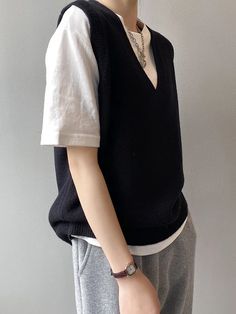 Effortless Elegance: V-Neck Loose Sleeveless Vest in 9 Colors Casual V-neck Vest, Casual Black V-neck Sweater Vest, Casual V-neck Tank Top For Layering, Black V-neck Tank Top For Layering, Casual Tank Vest For Fall, Casual Black V-neck Tank Top, V-neck Tank Top For Layering, Casual Tank Sweater Vest For Fall, Spring Casual V-neck Vest