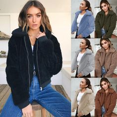 Women's Autumn and Winter Warm Fleece Jacket Top Women's Clothing Wool Coat Women Vintage Winter Coat Camel Coats Vintage Harem Pants, Plush Coat, Linen Dress Women, Women Overcoat, Winter Tops, Velvet Jacket, Todays Outfit, Warm Jacket, White Shirt Dress