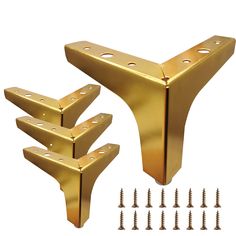 brass plated steel brackets with screws and nails