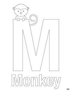 the letter m is for monkey coloring page