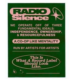 an advertisement for radio science on the side of a green sign that says, we operate off