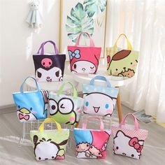 Material: Canvas Color: 19 colors for choose Size: 27*22*10cm Quantity: 1pcs     Packing Includes: 1* Handbag Kuromi Birthday, Hello Kitty Cinnamoroll, Hello Kitty Birthday Party, Diy Tutu, Bento Bags, Hello Kitty Party, Canvas Storage, Hello Kitty Birthday, Lunch Box Bag