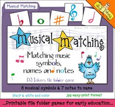 musical matching game with music symbols and notes for kids to play on the computer screen