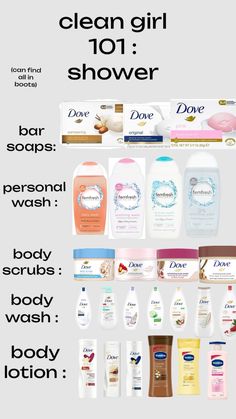 #cleangirl #boots #dove sorry if the pictures messy i tried to make them as neat as possible ☺️ Best Shower Routine To Smell Good, Best Bath Routine, Dove Self Care, Dove Skin Care Products, Dove Aesthetic Products, Dove Shower Routine, Body Care Essentials, Shower Products