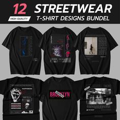 12 bundles of streetwear t-shirt designs Streetwear t-shirt design bundle, perfect for building your t-shirt brand, and we are ready to help support you! This streetwear t-shirt design template is easy to edit in Adobe Illustrator. You've found an interesting collection of streetwear t-shirt design bundles that not only give you ideas to help with your next business project but also allow you to edit them yourself. These twelve streetwear t-shirt design templates have been professionally created Streetwear Designs, Shirts Streetwear, Graphics Shirt, Graffiti Words, T Shirt Design Template, Streetwear T Shirt, Shirt Streetwear, Urban Streetwear, Streetwear Tshirt