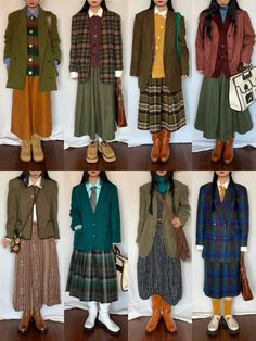 Museum Clothes Aesthetic, Long Skirt Coat Outfit, Cute Winter Camping Outfits, Cool Fall Jackets, Cute Shawl Outfits, Retro Sweater Outfits, Retro Inspired Outfits Vintage Fashion, Overaccessorized Outfits, Retro Winter Fashion