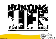 the hunting life logo is shown in black and white