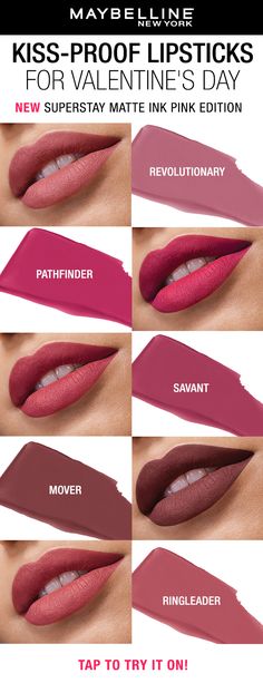 Maybelline Lipstick, Date Night Makeup, Valentines Day Makeup, Long Wear Lipstick, Makeup Eyes, Lipstick Swatches, Makeup Obsession, Beauty Makeup Tips