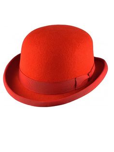 "Get the vintage look with this HARD TOP red bowler hat which is 100% premium wool.   Handmade with a satin lining and ribbon band.  Comfortable to wear and easy to clean. Vintage will never die. All  items are dispatched tracked and signed. See below detailed breakdown of sizes: (Small - 56-57cm) = (inches 21 3/4  - 21 7/8\") = (hat size 7) (Medium - 57-58 cm) = (inches 22\" - 22 1/4\") = ( hat size 7 1/8 - 7 1/4) (Large - 58-59 cm) = (inches 23 - 23 1/2\") = (hat size 7 3/8 - 7 1/2) (X Large - 59-60cm) = (inches 24 - 24 3/8\") = (hat size 7 1/2 - 7 1/4) Please note: Sizing information is provided by the manufacturer and does not guarantee a perfect fit. Please use this chart as a guide only." Classic Wool Cloche Fedora, Classic Cloche Felt Hat, Classic Solid Color Cloche Felt Hat, Classic Solid Color Cloche Hat, Red Fedora With Curved Brim For Formal Occasions, Red Fedora Hat For Formal Occasions, Red Formal Fedora Hat, Red Brimmed Fedora For Formal Occasions, Red Formal Hat For Winter